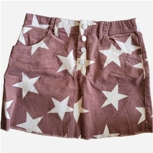 Alter'd State Star Print Mini Skirt Corduroy Medium Red White Medium